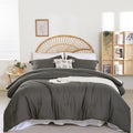 Weigelia Dark Grey Comforter Set King Size Grey Comforter With 2 Pillowcases 7 Pieces Gray King Comforter Bedding Set For Women