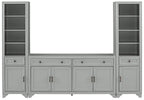 Crosley Furniture Tara 3-Piece Entertainment Center with TV Stand, Bookshelves, and Storage Shelves, Distressed Gray