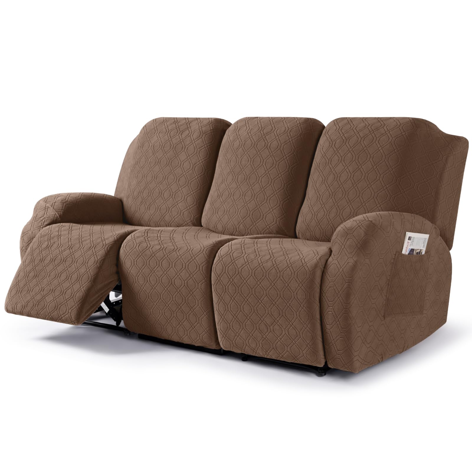 VANSOFY Recliner Cover, 3-Pieces Stretch Reclining Couch Covers with Pockets Reclining Sofa Slipcovers 3 Seater Soft Washable Fu