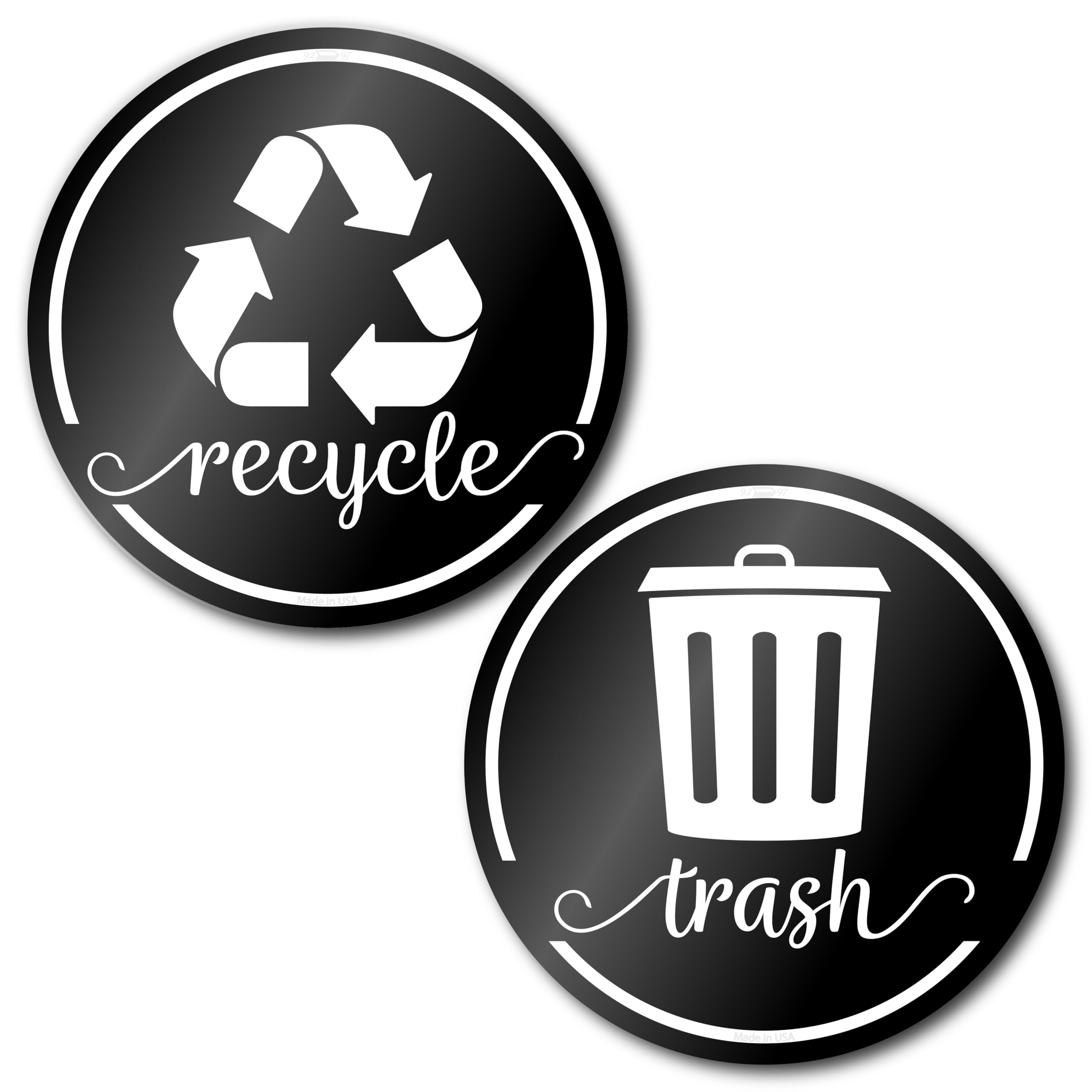 Modern Recycling Stickers for Trash Can, 3.5 Trash and Recycle Stickers, Laminated Recycle Stickers for Trash Bins, Recycle Stic