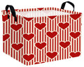 MYFLOCY Large Valentine s Day Basket Heart Shaped Storage Bin for Gifts Collapsible Organizer Room Decor (Vertical Bar Red Love