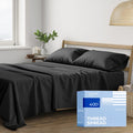 Thread Spread 100% Cotton Split King Sheets For Adjustable Bed - 400 Thread Count 5 Pc Sateen Split Sheet Set, Soft, Breathable Cooling Cotton Sheets - 16' Deep Pocket Split King Sheet (Black)