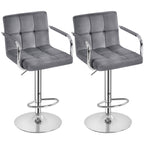 Yaheetech Counter Height Bar Stools Set Of 2 Velvet Swivel Barstools For Kitchen Stool Height Adjustable Counter Stool Barstools With Armrest, Velvet, Grey
