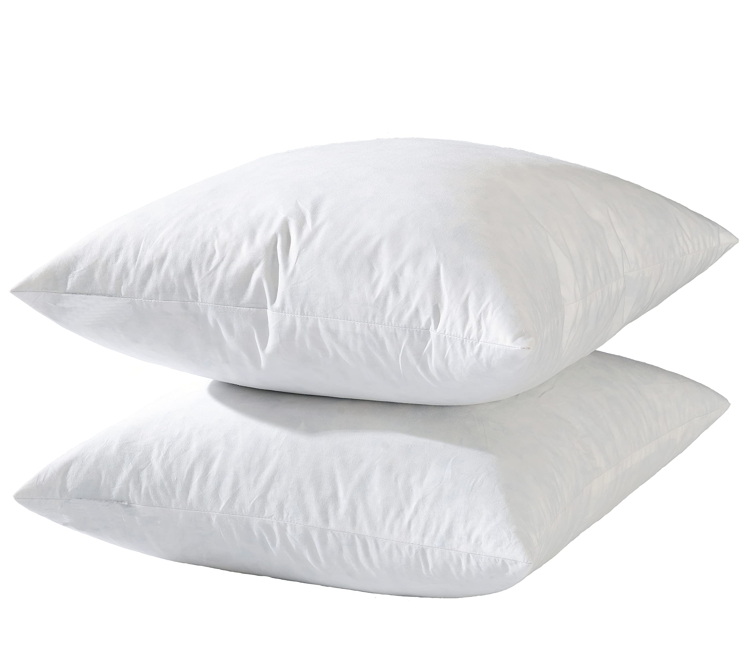 Basic Home 20X20 Decorative Throw Pillow Inserts-Down Feather Pillow Inserts-Square-Cotton Fabric-Set Of 2-White.