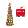 N&T NIETING Christmas Tree wiht Lights, 5ft Collapsible Pop Up Purple Tinsel Christmas Tree Coastal Christmas Tree for Holiday X