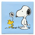 Open Road Brands Peanuts Snoopy and Woodstock Flower Bloom Gallery Wrapped Canvas Wall Decor - Cute Snoopy Picture for Home