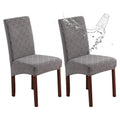 Genina Waterproof Chair Covers For Dining Room, Stretch Jacquard Dining Chair Slipcovers Removable Washable Chair Protector For Kitchen, Parsons (Jacquard-Light Gray, 2 Pcs)