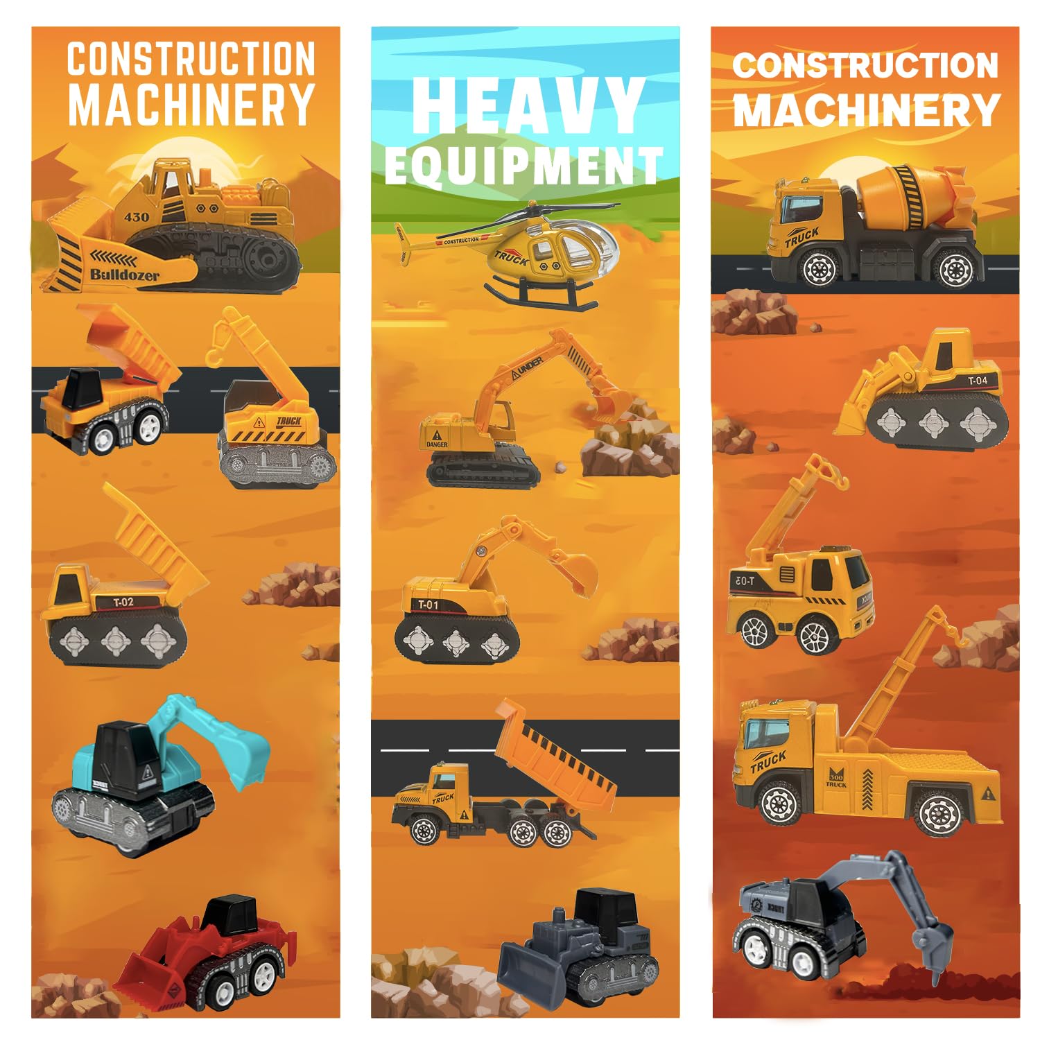 Advent Calendar 2024 Kids Boys - Alloy Construction Vehicles Toy Set - Christmas Engineering Playset Plus 2 Mats - Countdown Cal