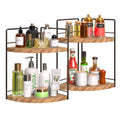 BSTSLL 2 Pack Bathroom Counter Organizer, 2 Tier Corner Bathroom Counter Organizer Wooden Vanity Organizer for Bathroom Organize