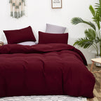 Karever Burgundy Comforter Full Size Dark Red Bedding Set Soft Pure Burgundy Comforter Set Durable Burgundy 3 Pcs Bed Set 1 Comf