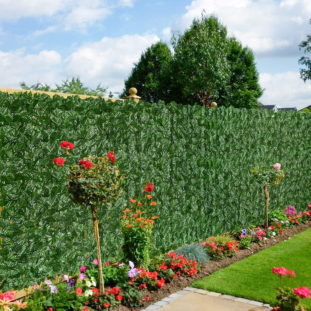 Dearhouse Artificial Ivy Privacy Fence Wall Screen, 117.9X59 Inch Artificial Hedges Fence And Faux Ivy Maple Leaf Decoration For