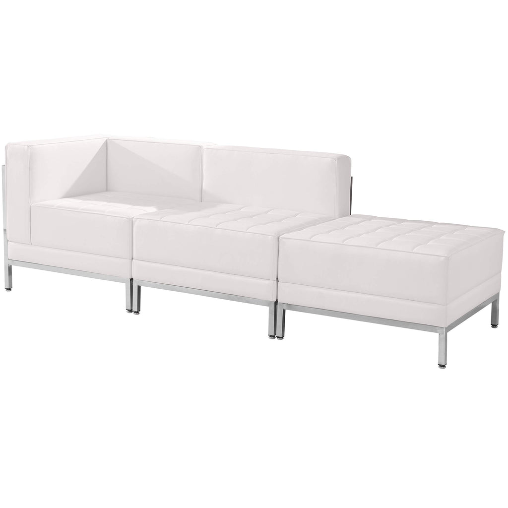 Flash Furniture HERCULES Imagination Series White LeatherSoft 3 Piece Chair & Ottoman Set
