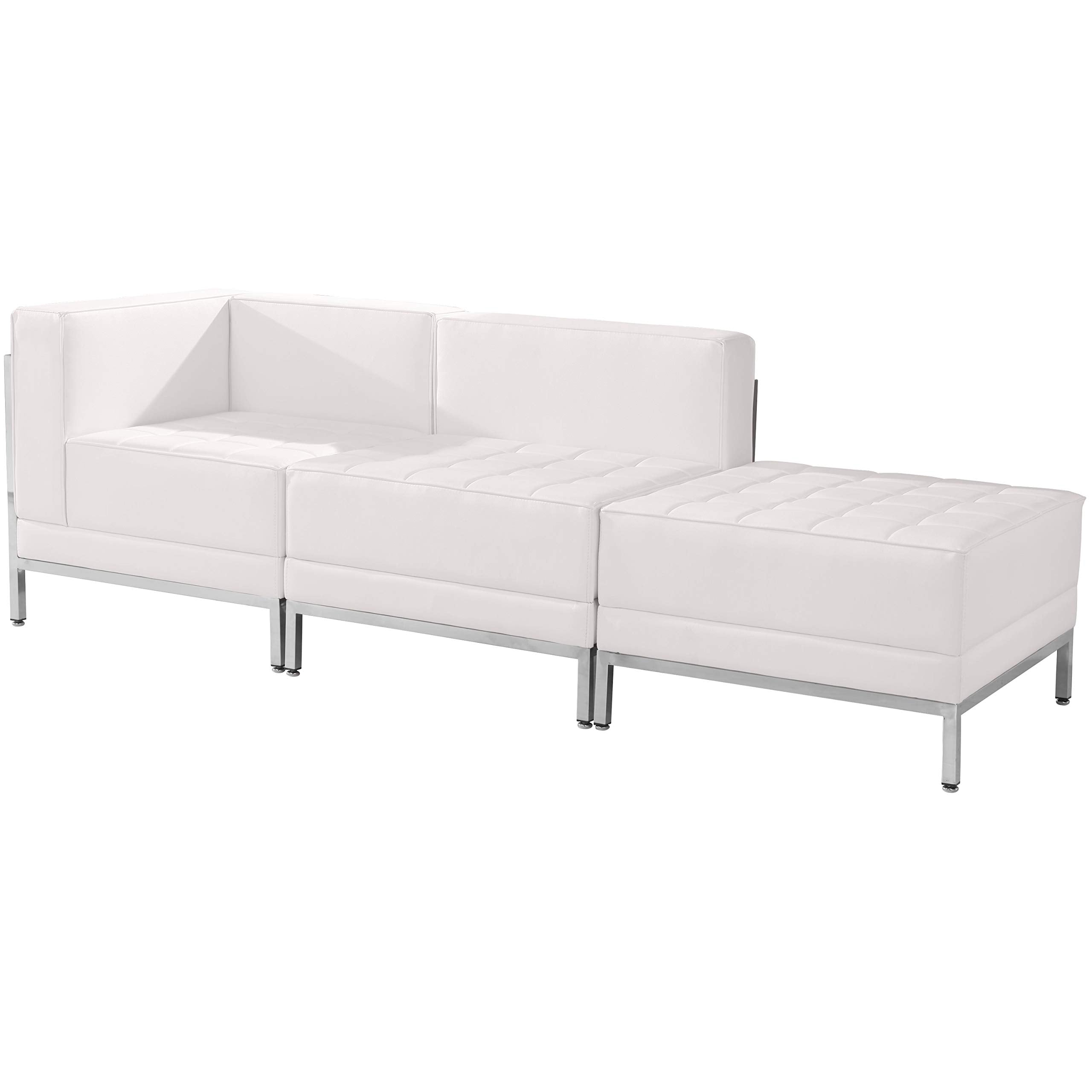 Flash Furniture HERCULES Imagination Series White LeatherSoft 3 Piece Chair & Ottoman Set