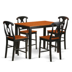 East West Furniture YAKE5-BLK-W 5 Piece Kitchen Counter Set Includes a Rectangle Dining Table and 4 Dining Room Chairs, 30x48 Inch, Black & Cherry