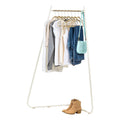 IRIS USA Stylish Corner Clothes Rack for Hanging Clothes, Easy to Assemble, Freestanding Metal Sturdy Garment Rack, Small Space 