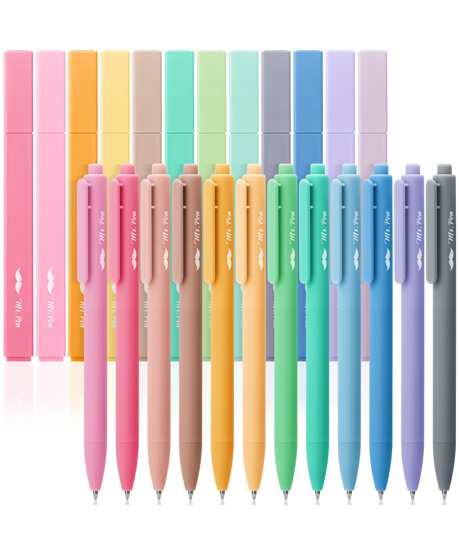 Mr. Pen Aesthetic Highlighters And Gel Pens, 24 Pack, Assorted Colors Bible Highlighters, No Bleed