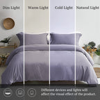 Mildly Super Soft Duvet Cover - 100% Washed Microfiber Grayish Lavender Comforter Cover Set 3 Pieces With Zipper Closure & Corne