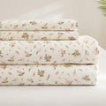Highbuy Queen Bed Sheet Sets White 4 Piece - Vintage Pink Floral Sheets Set Queen - Luxury Soft Bedding Queen Bed Sheets,Extra D