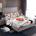 4 Piece Kids Teens Toddler Basketball Sheet Set Soft Microfiber Gray Orange White Printed Sports Basketball Slam Dunk Fun Kids B