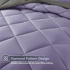 Cosybay Bed In A Bag King Reversible Comforter Sets 7Pcs All Season Down Alternative Bedding Sets Lavender And Grey With Comfort