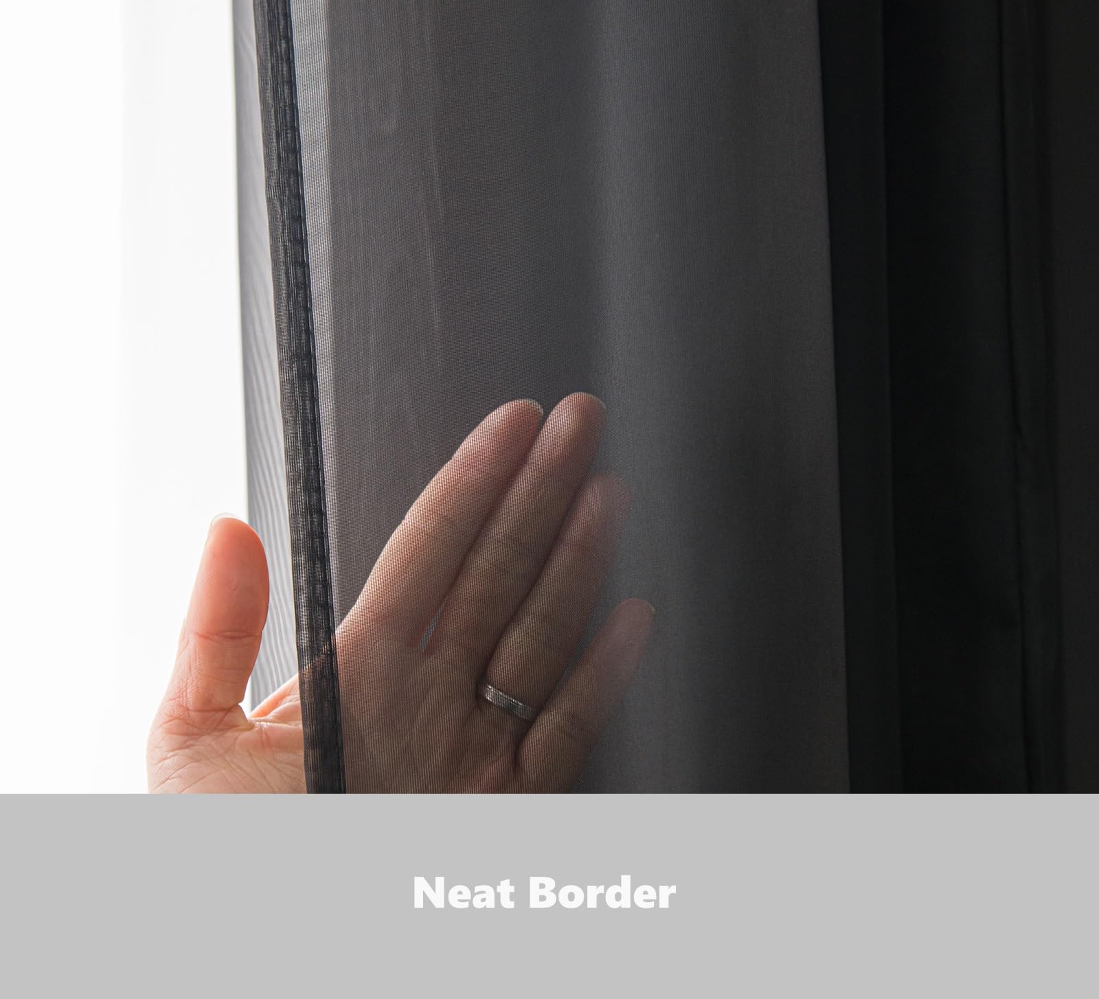 Pi Sheer Curtain 108 Inches Long,Light Window Drapery Soft Airy Voile With Rod Pocket For Living Room/Bedroom/Patio Door/Sliding Glass Door 2 Panels(W42Xl108,Black)