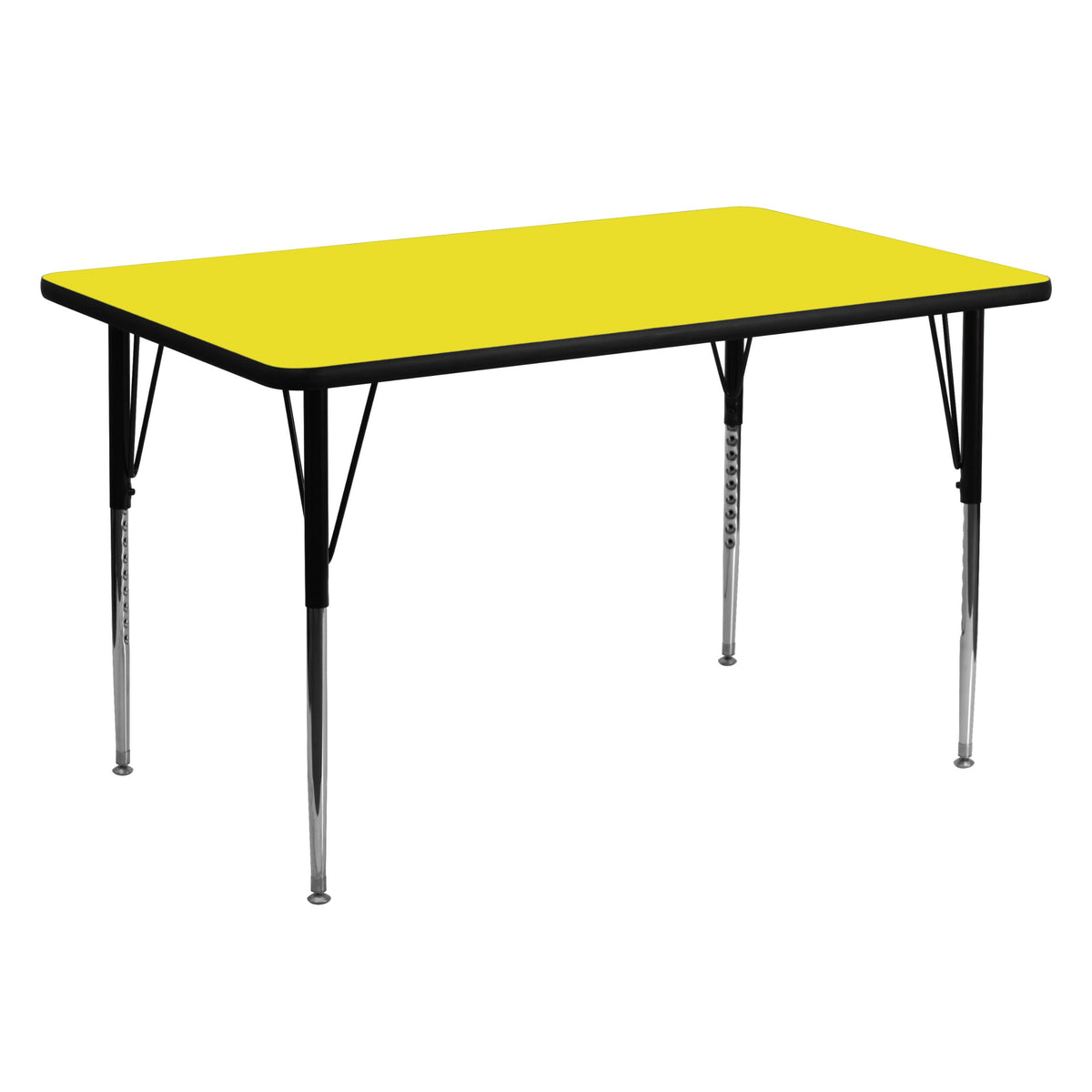 Flash Furniture Wren 30''W x 60''L Rectangular Yellow HP Laminate Activity Table - Standard Height Adjustable Legs