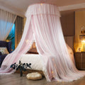 AIKASY Princess Bed Canopy for Girls & Adults, Elegant Double-Layer Bed Curtain, Childrens Dream Round Lace Mosquito Net - Fits