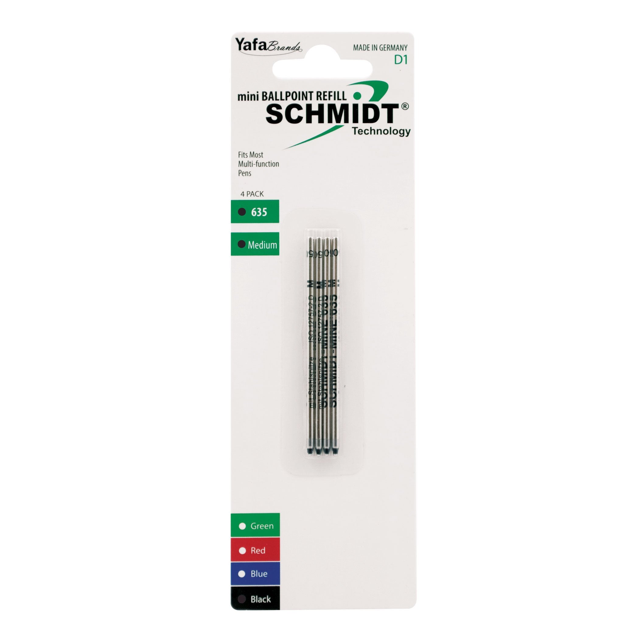 Schmidt 635 Mini D1 Ballpoint Refill Medium, 4 Pack, Black (Sc58149)