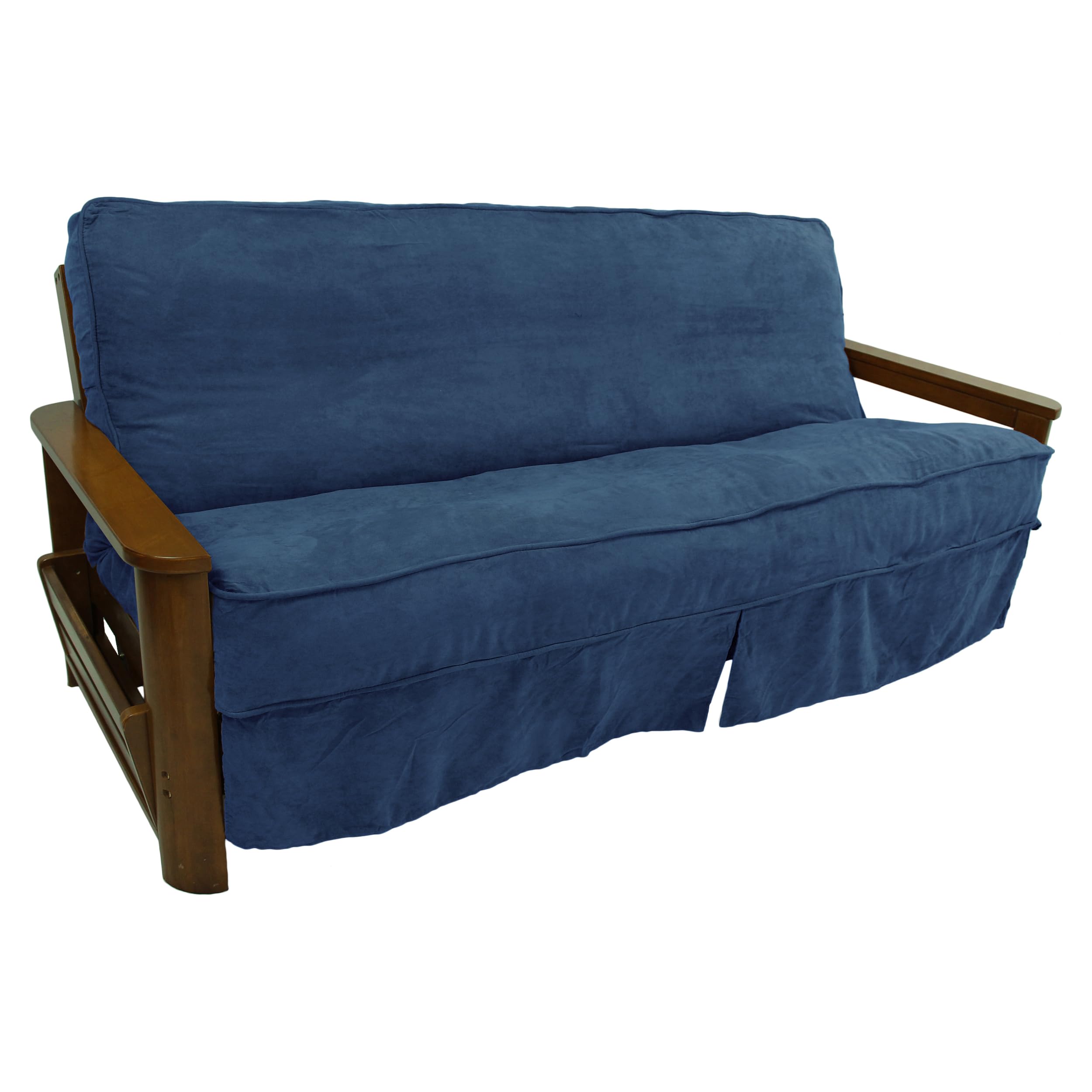 Blazing Needles Solid Microsuede Double Corded 8" to 9" Futon Slipcover, Full, Indigo