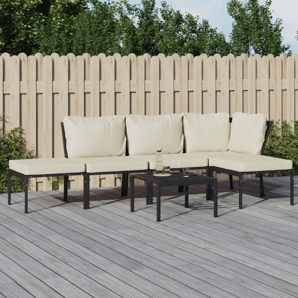 vidaXL 6 Piece Patio Lounge Set with Sand Cushions Steel