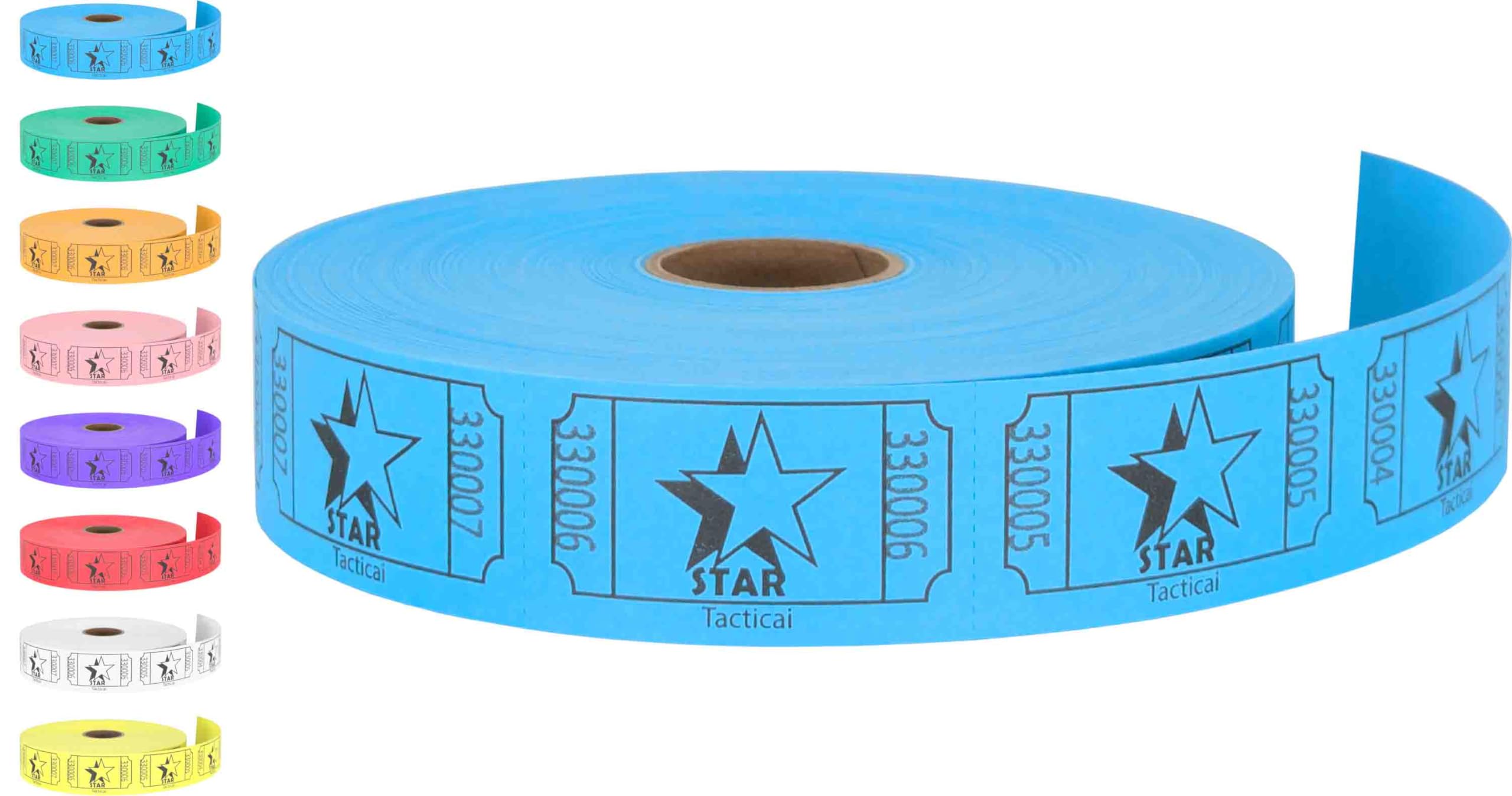 Tacticai 1000 Raffle Tickets, Star, Blue (8 Color Selection), Single Roll, Ticket For Events, Entry, Class Reward, Fundraiser &