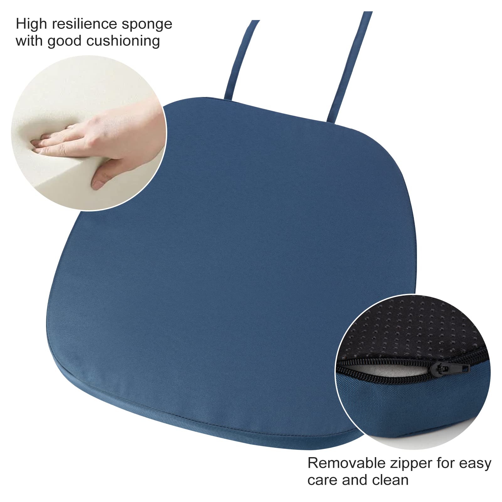 Gueglsa Outdoor Waterproof Seat Cushions 14X14 Inch, Non Slip Metal Chair Pad With Ties, U Shaped Metal Chair Cushion For Kitche