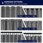 Hiasan Grey Curtains 63 Inch Long Sewn With Tiebacks, Rod Pocket & Back Tab Gray Blackout Thermal Insulated Drapes, Room Darkeni