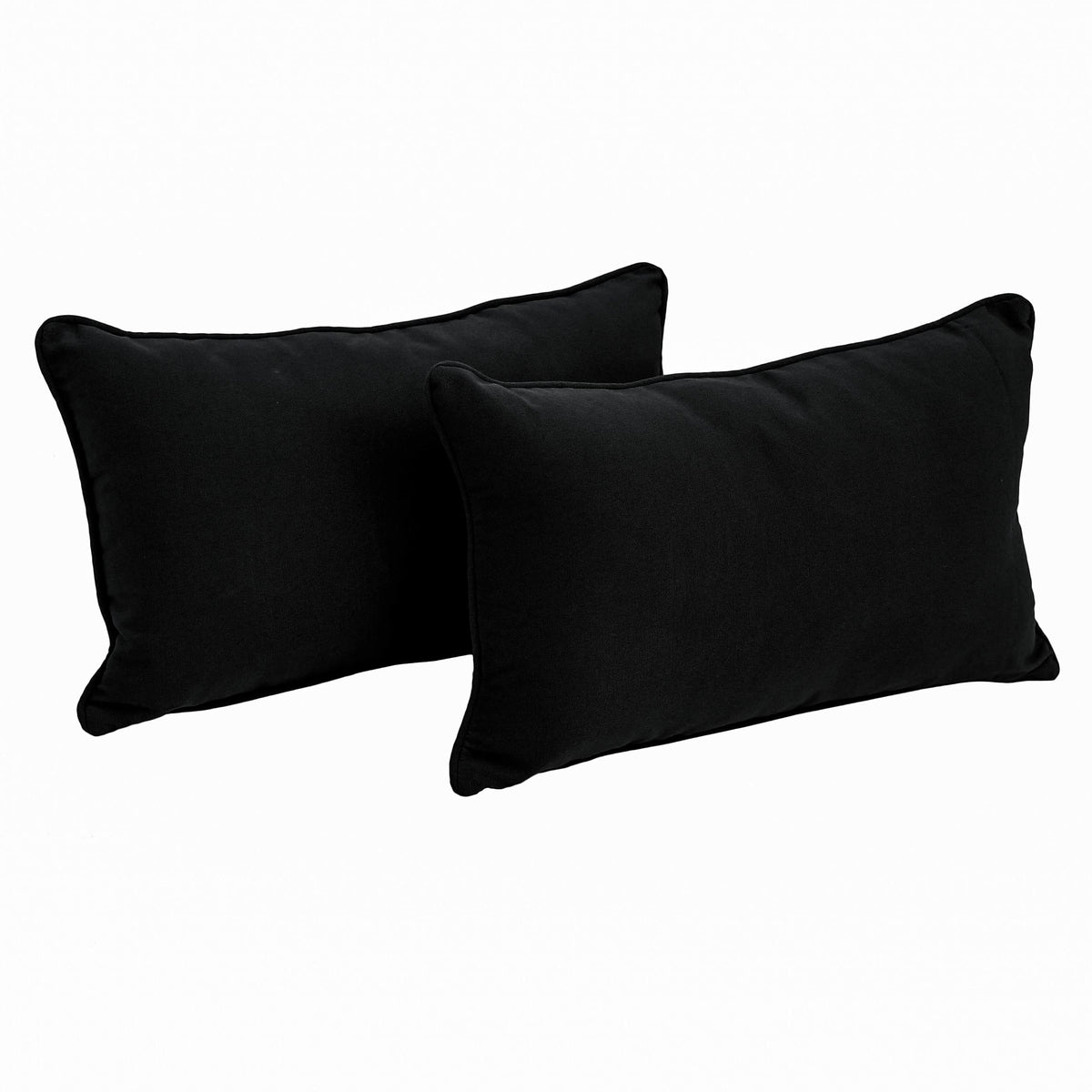 Blazing Needles Corded Twill Throw Pillows (Set of 2), 20&quot; x 12&quot;, Black