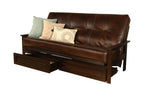 Kodiak Furniture Monterey Futon Set, No Drawers, With Espresso Base And Oregon Trail Java Mattress