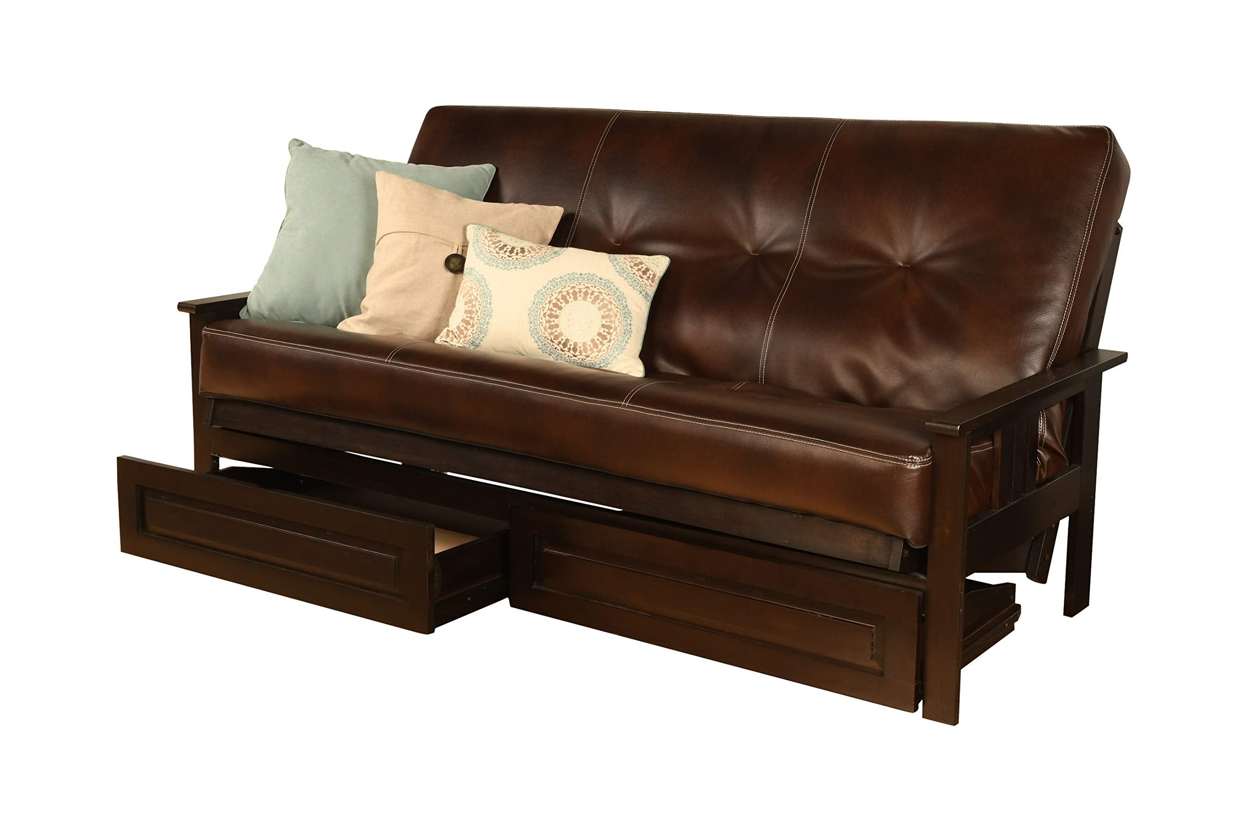Kodiak Furniture Monterey Futon Set, No Drawers, With Espresso Base And Oregon Trail Java Mattress