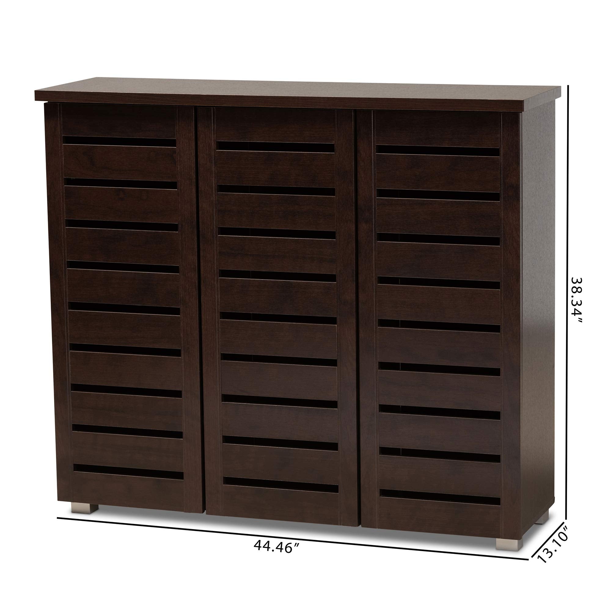 Baxton Studio Adalwin 3-Door Shoe Storage Cabinet, Dark Brown (118-6517-HiT)