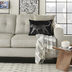 HomeRoots Grey Cotton Black Leopard Lumbar Pillow