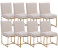 Cimota Modern Dining Chairs Set Of 8, Upholstered Dining Room Chairs Armless Guest Side Chair With Gold Base For Dining Room/Kit