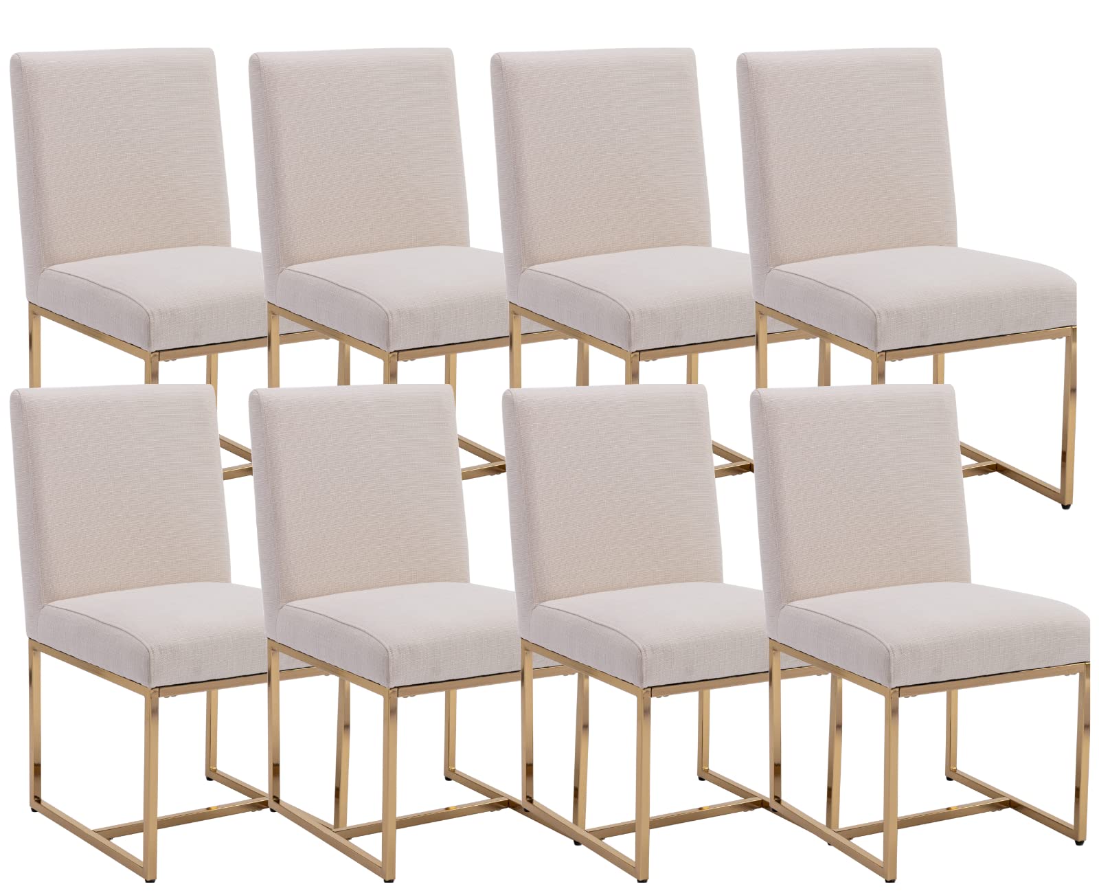 Cimota Modern Dining Chairs Set Of 8, Upholstered Dining Room Chairs Armless Guest Side Chair With Gold Base For Dining Room/Kit