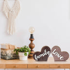 Jetec 2 Pieces Heart Shaped Wooden Decor Sign Table Love Wooden Wedding Decoration Rustic Home Love Sign Wooden Table Centerpiec