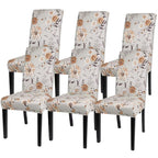 Searchi Printed Dining Room Chair Covers Set Of 6, Stretch Kitchen Chair Covers Washable Parsons Chair Slipcover Removable Dining Chair Protectors For Hotel,Ceremony(Brown Floral)