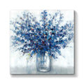 TAR TAR STUDIO Abstract Bouquet Canvas Wall Art: Blue Flowers in Vase Artwork Print Painting for Living Room Office (24W x 24