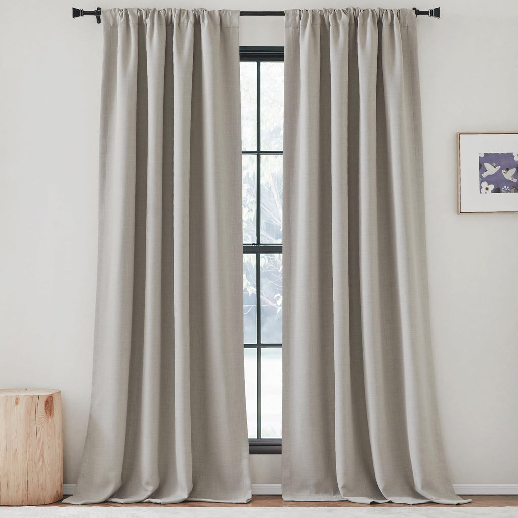 Nicetown Faux Linen Curtains 96 Inches Long, Pinch Pleated Curtains Room Darkening Window Drapes Thermal Insulated Light/Noise B