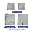 Full Size 4 Piece Sheet Set - Extra Soft, Breathable And Cooling Sheets - Hotel Luxury Bed Sheets For Women & Men - Deep Pockets, Easy-Fit & Wrinkle-Free Sheets - Light Slate Grey Oeko-Tex Bed Sheets