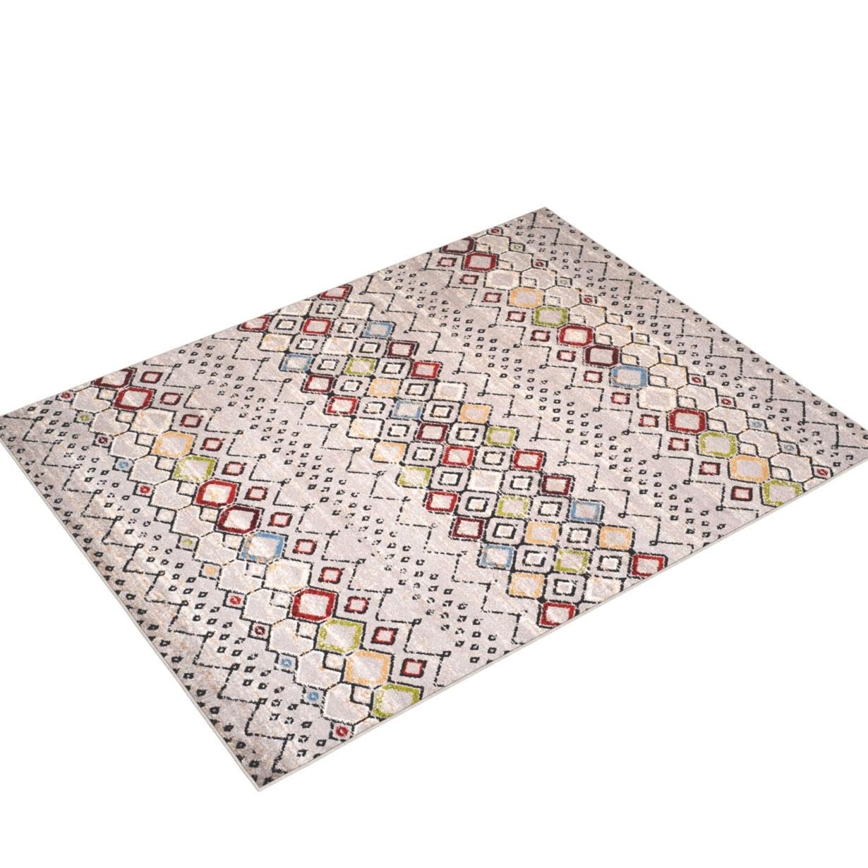 Safavieh Amsterdam Collection Area Rug - 9' X 12', Light Grey & Multi, Moroccan Boho Design, Non-Shedding & Easy Care, Ideal For