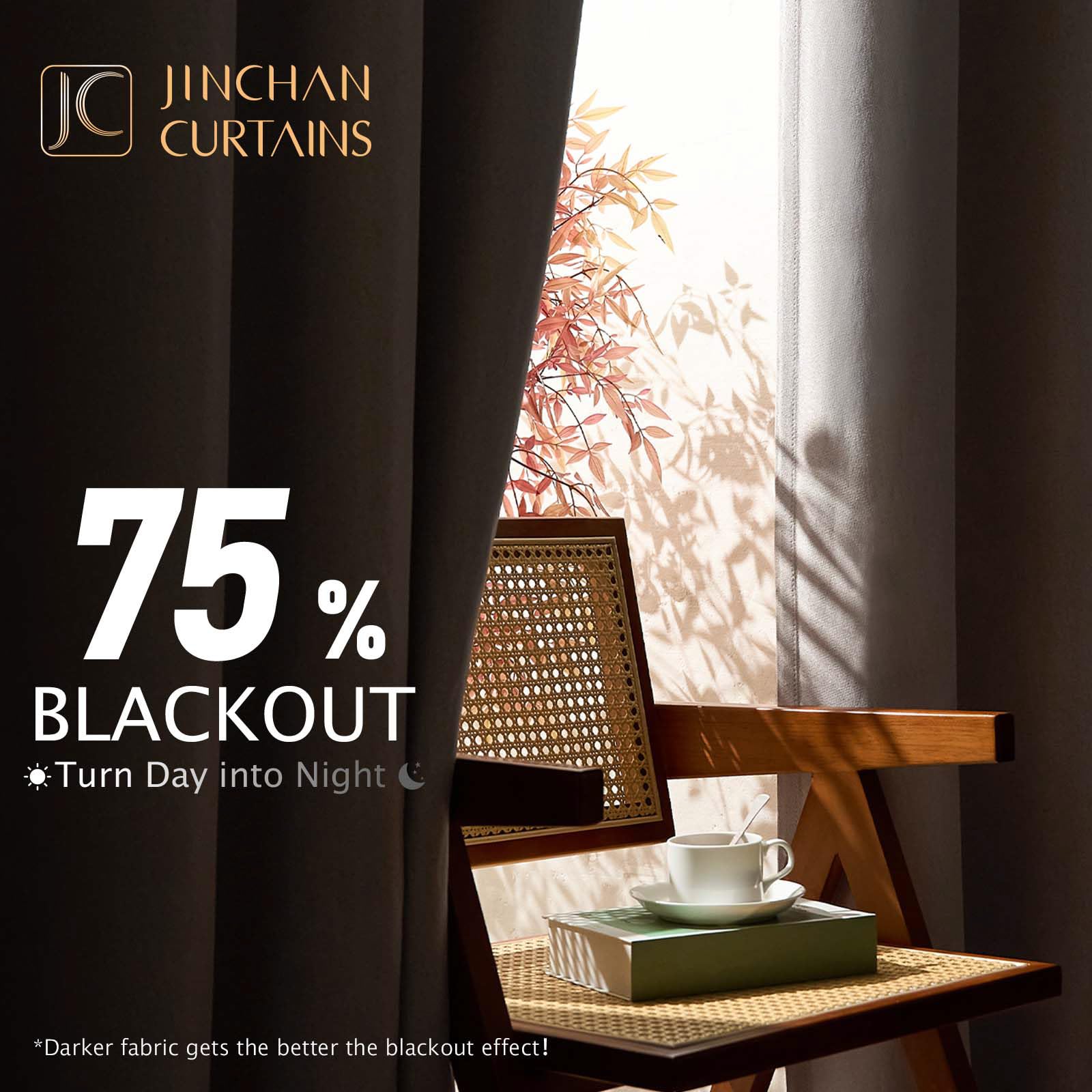 Jinchan Pinch Pleated Curtain 63 Inch 75% Blackout Filtering Taupe Curtain For Bedroom Living Room Curtain 1 Panel Texture Curtain Window Drape Taupe