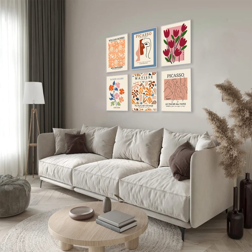 KBKBART Flower Market Posters Set of 6, Vintage Abstract Wall Art Prints, 8x10inch Unframed Boho Decor