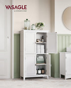 Vasagle Bathroom Floor Storage Cabinet, Bathroom Storage Unit, Freestanding Cabinet With 4 Doors, Adjustable Shelves, 11.8 X 23.6 X 43.3 Inches, White Ubbc552P31