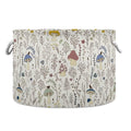 LEANSHSA Retro Mushroom Print Collapsible Round Storage Basket with Handles